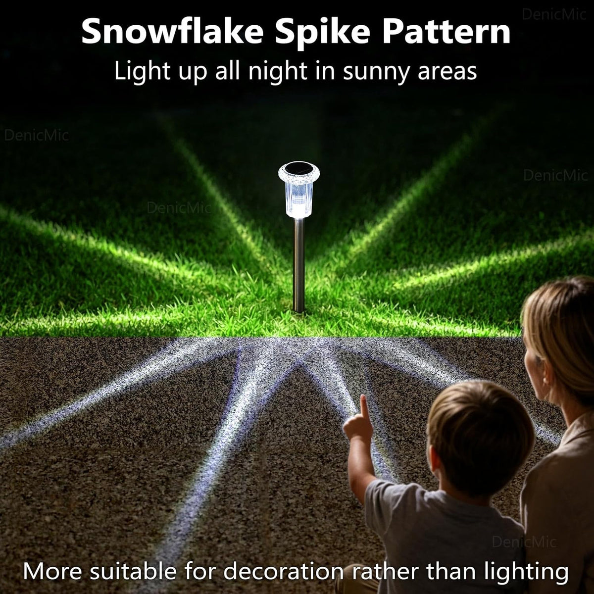 Automatic dusk to night glowing cold white path lights in yard
