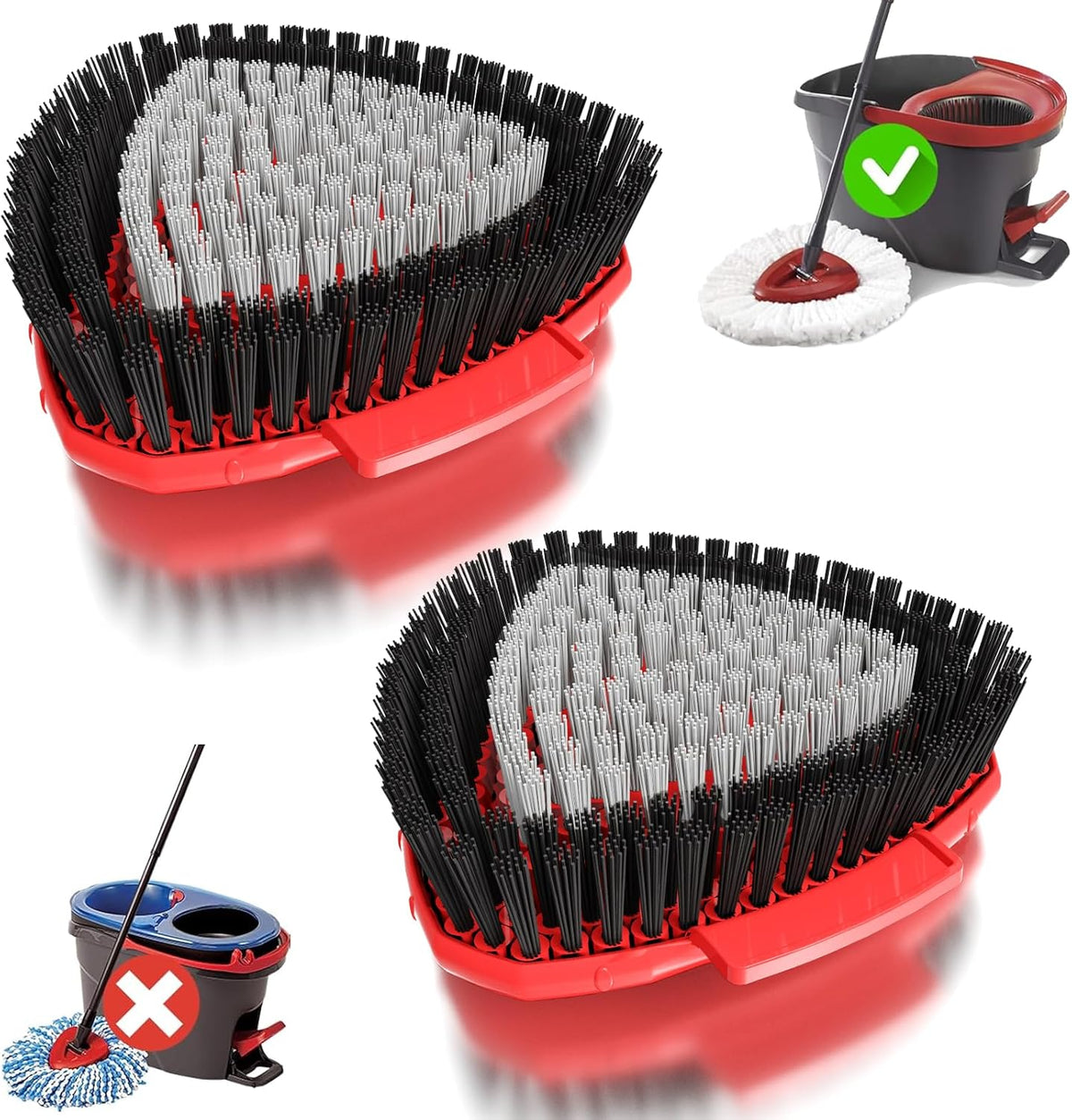SuperAbound upgraded spin mop replacement scrub brush heads front view showing dense bristles
