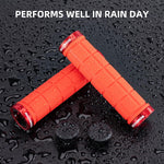 Rockbros handlebar grips side angle highlighting dual aluminum alloy lock rings.
