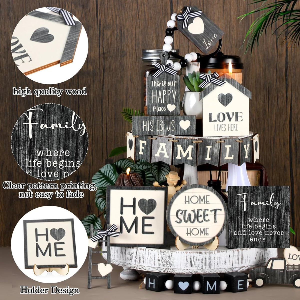 Mifoci decorative wooden truck sign for table centerpiece