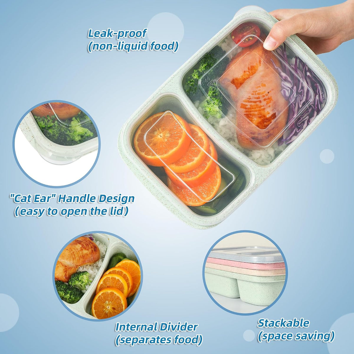 WdrKo lunch box two compartment food storage