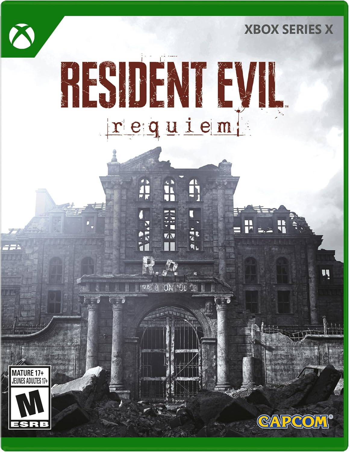 Capcom Resident Evil Requiem Xbox Series X front view package game box.