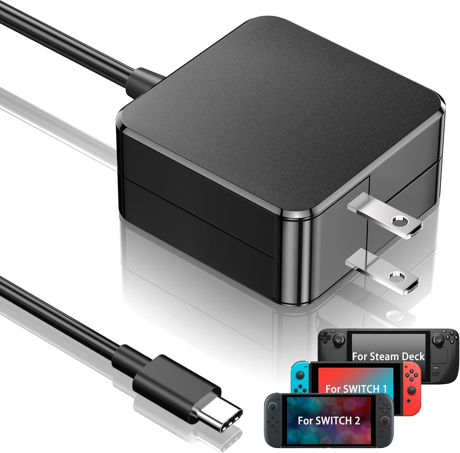 Feirsh 60W Charger front view showing the premium black AC adapter block.