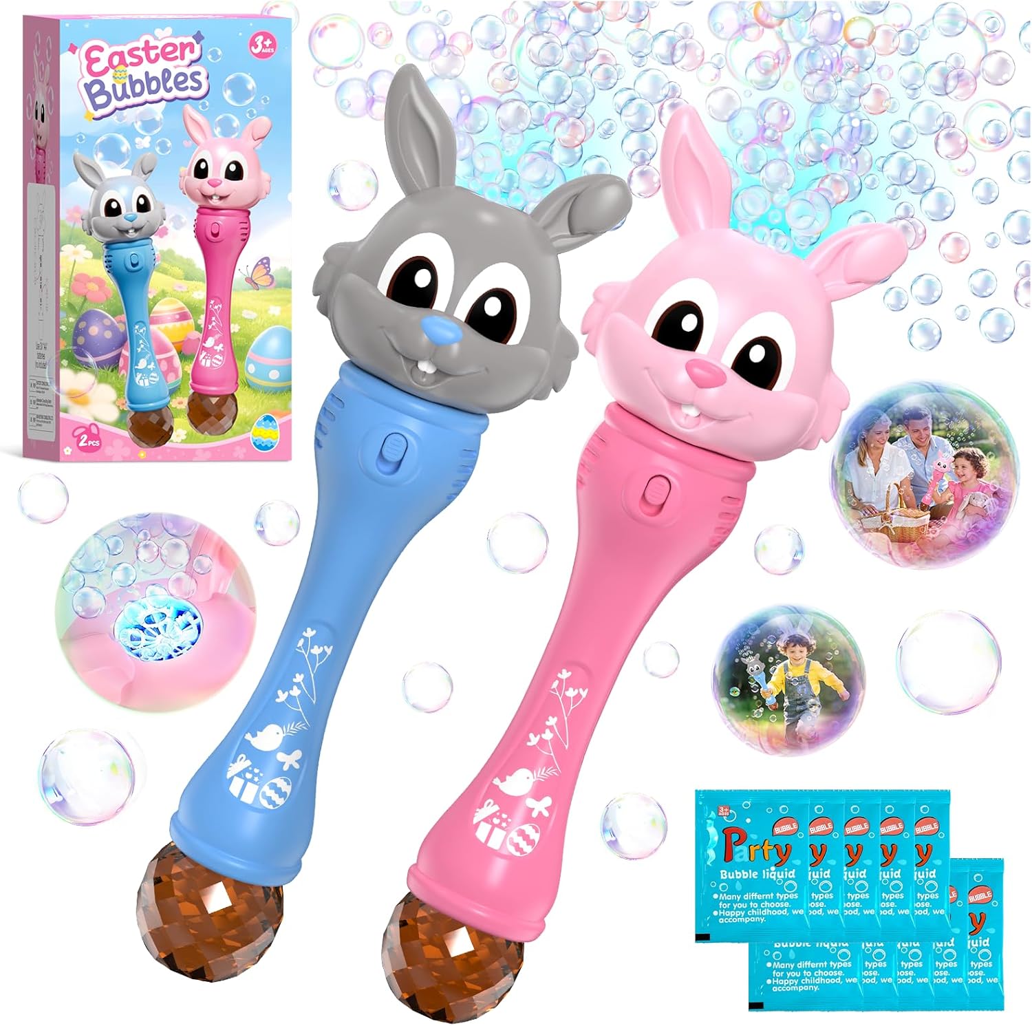 Weilim Easter bunny bubble wand 2-pack front view