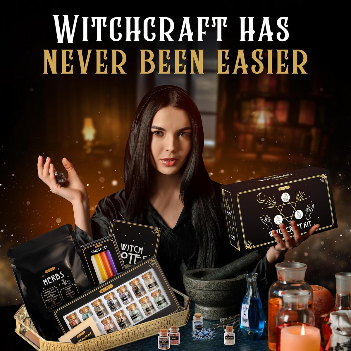 Wyspell 54 piece complete spell set unboxing view with gift packaging