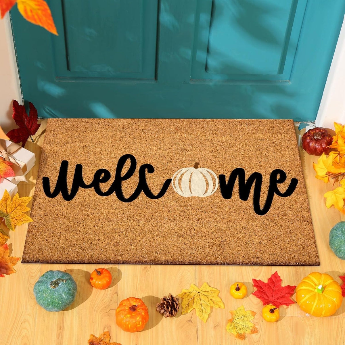 Fall Pumpkin Coir Doormat Pumpkin Welcome Doormats Autumn Non Slip Floor Mats Thanksgiving Fall Indoor Entrance Door Mat Porch Front Decor, 16 x 28 Inch - Image 12