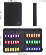 Close up of 360 degree rotating plastic key hooks and tags