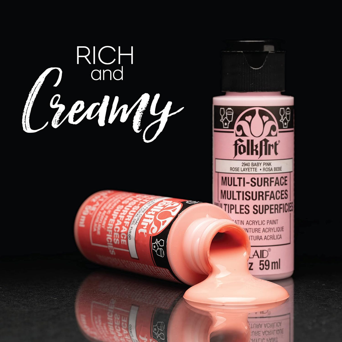 FolkArt craft paint set arranged for DIY projects