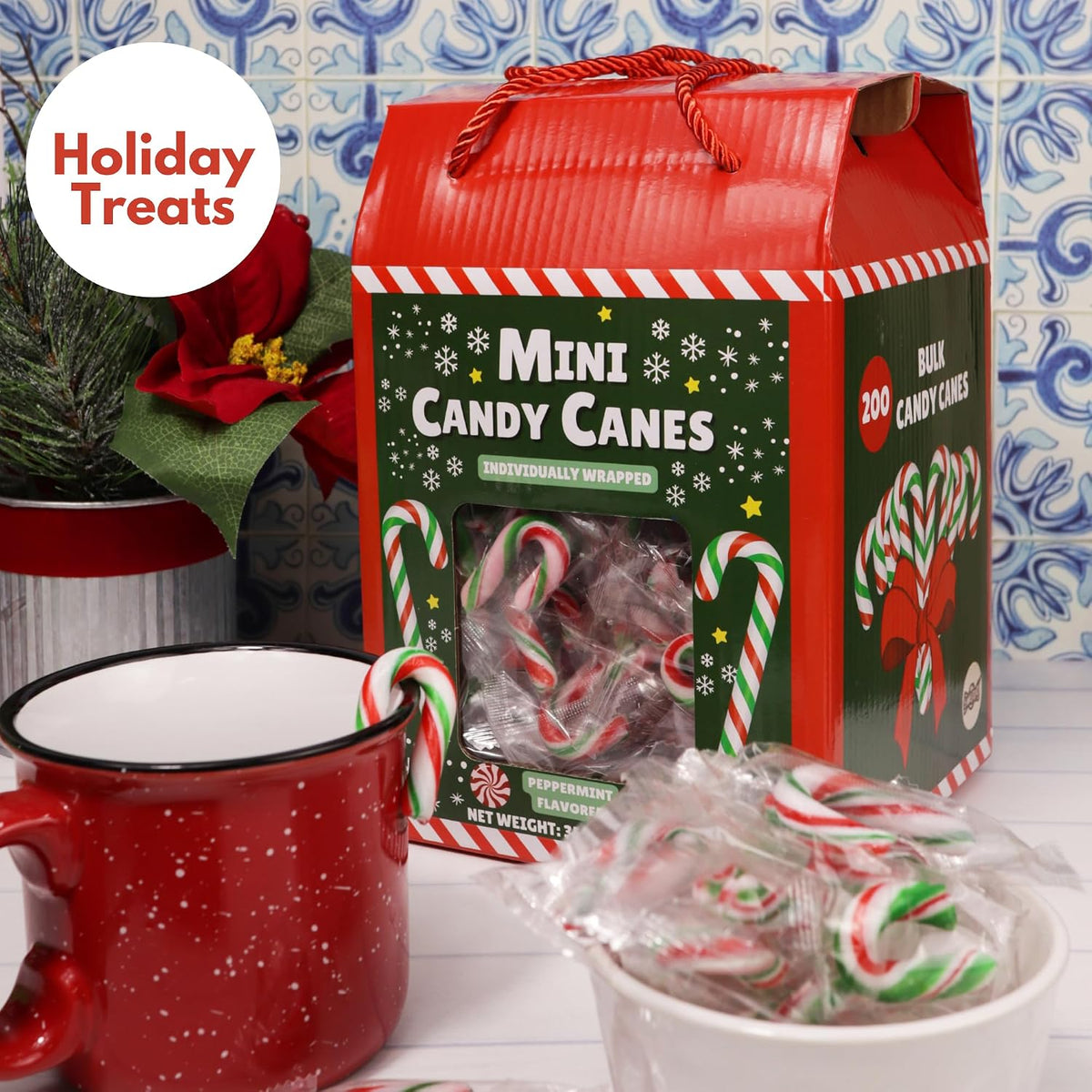 Two hundred pieces of Primoxe mini candy canes for stocking stuffers.