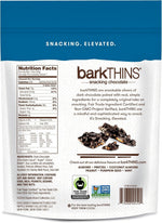 Close up of BarkThins dark chocolate slivers with visible pretzel and sea salt