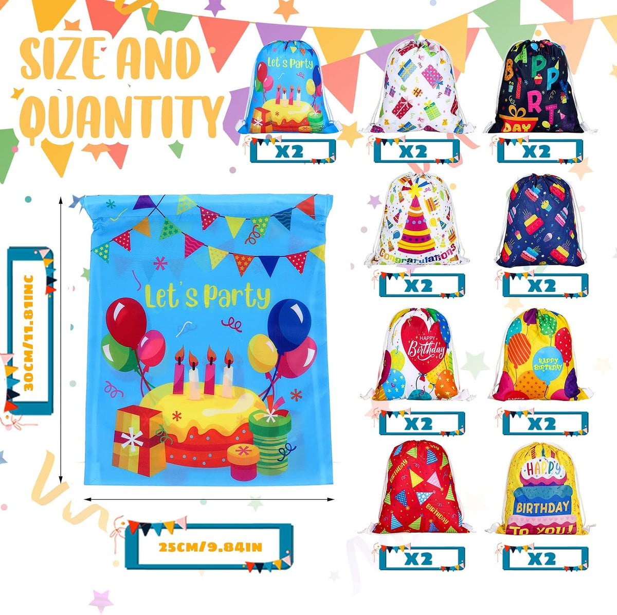 Sweetude 18 pieces canvas string backpack set laid out flat