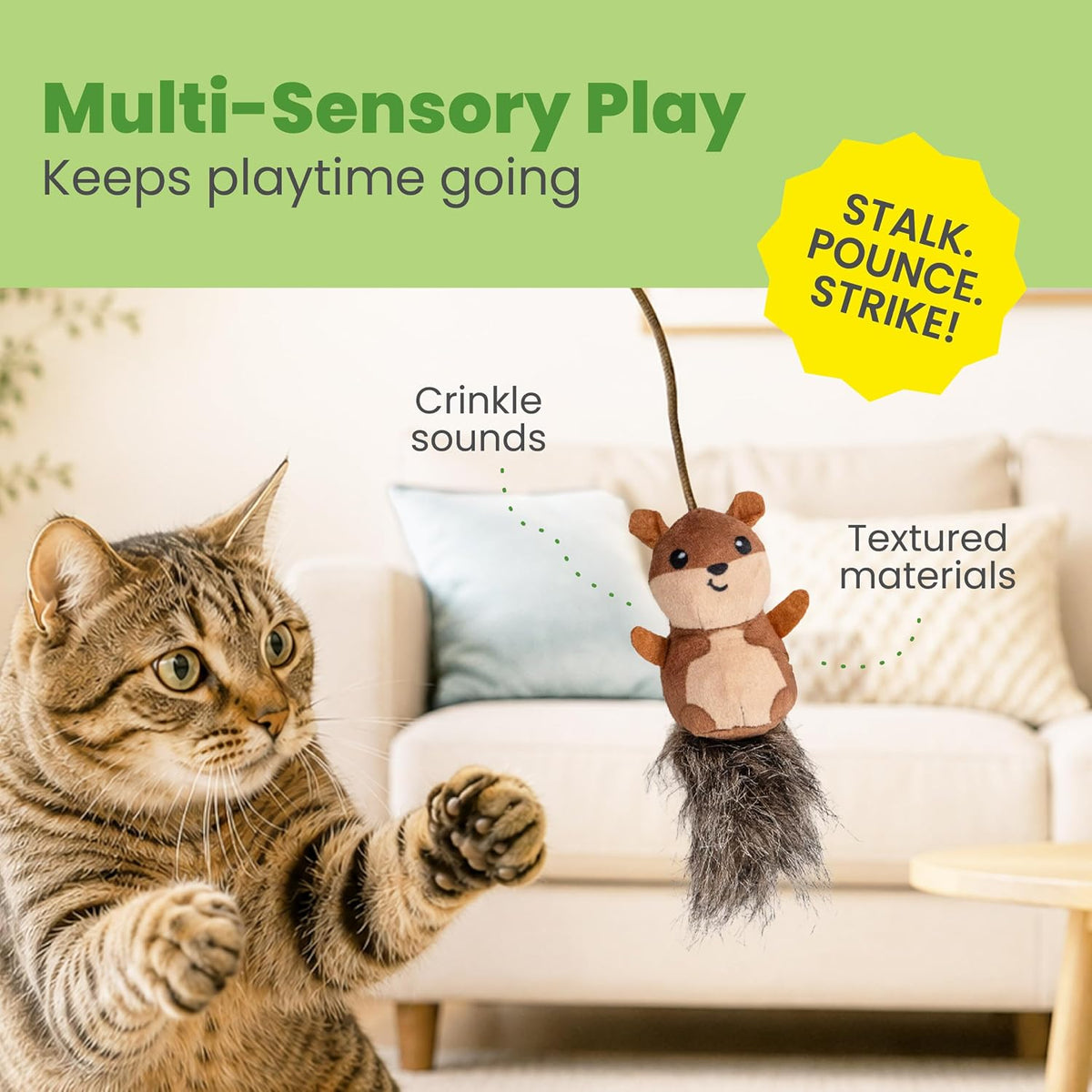 Catstages interactive cat toy with stretchy rope detail