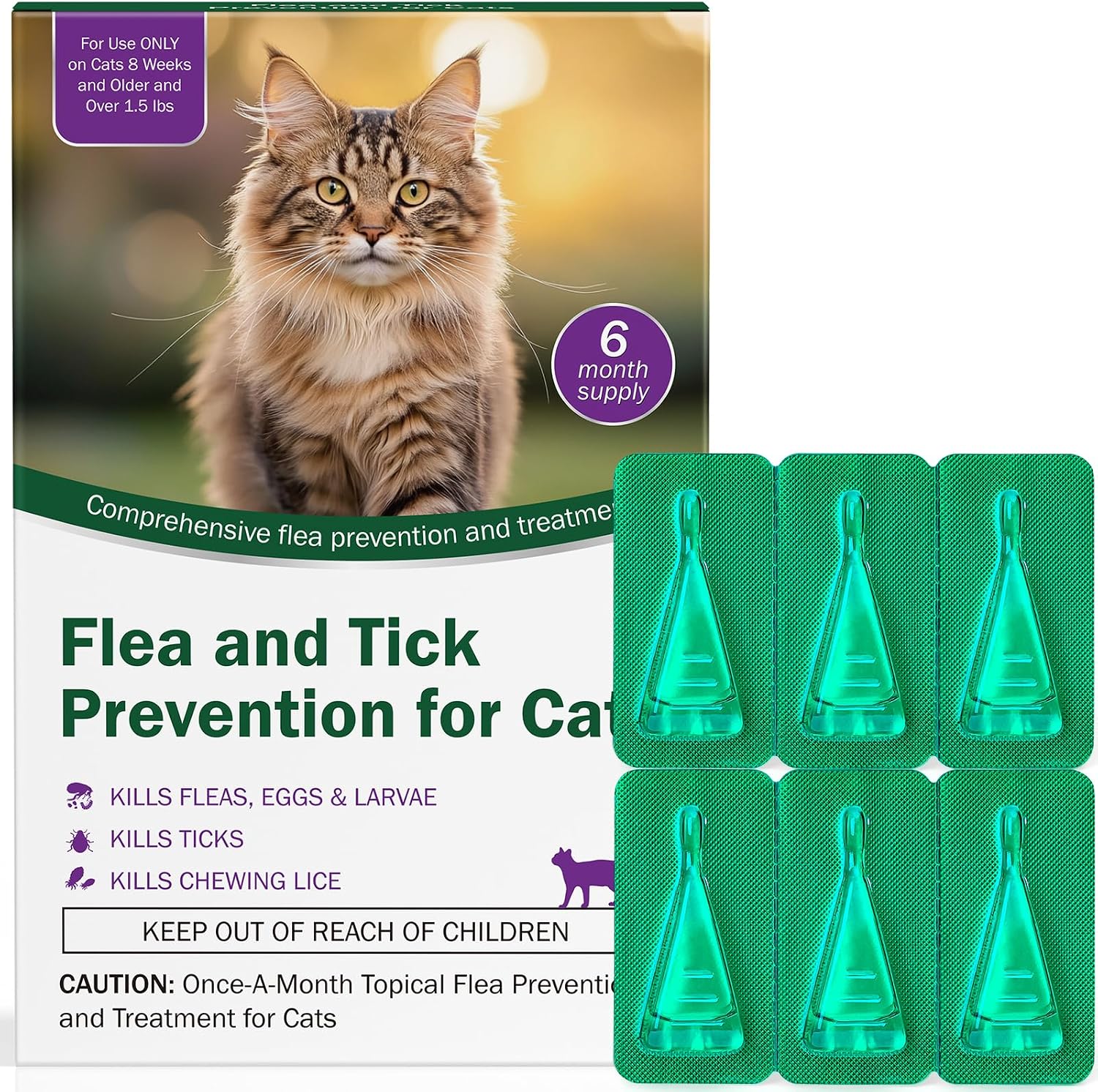 Catego cat flea and tick prevention treatment front packaging view
