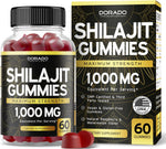 Close up of Dorado Nutrition Shilajit gummy bottle