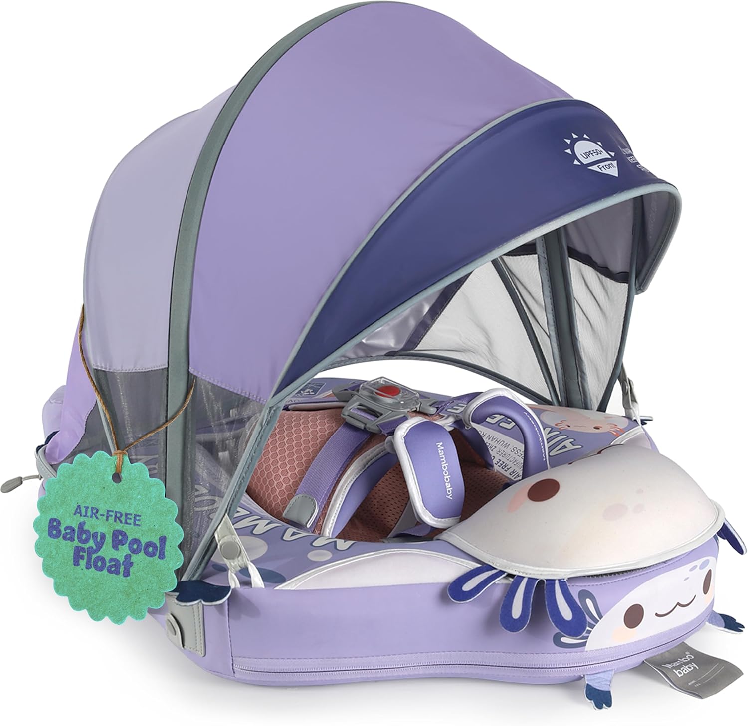Mambobabyfloat Sunny Navigator baby pool float front view with canopy
