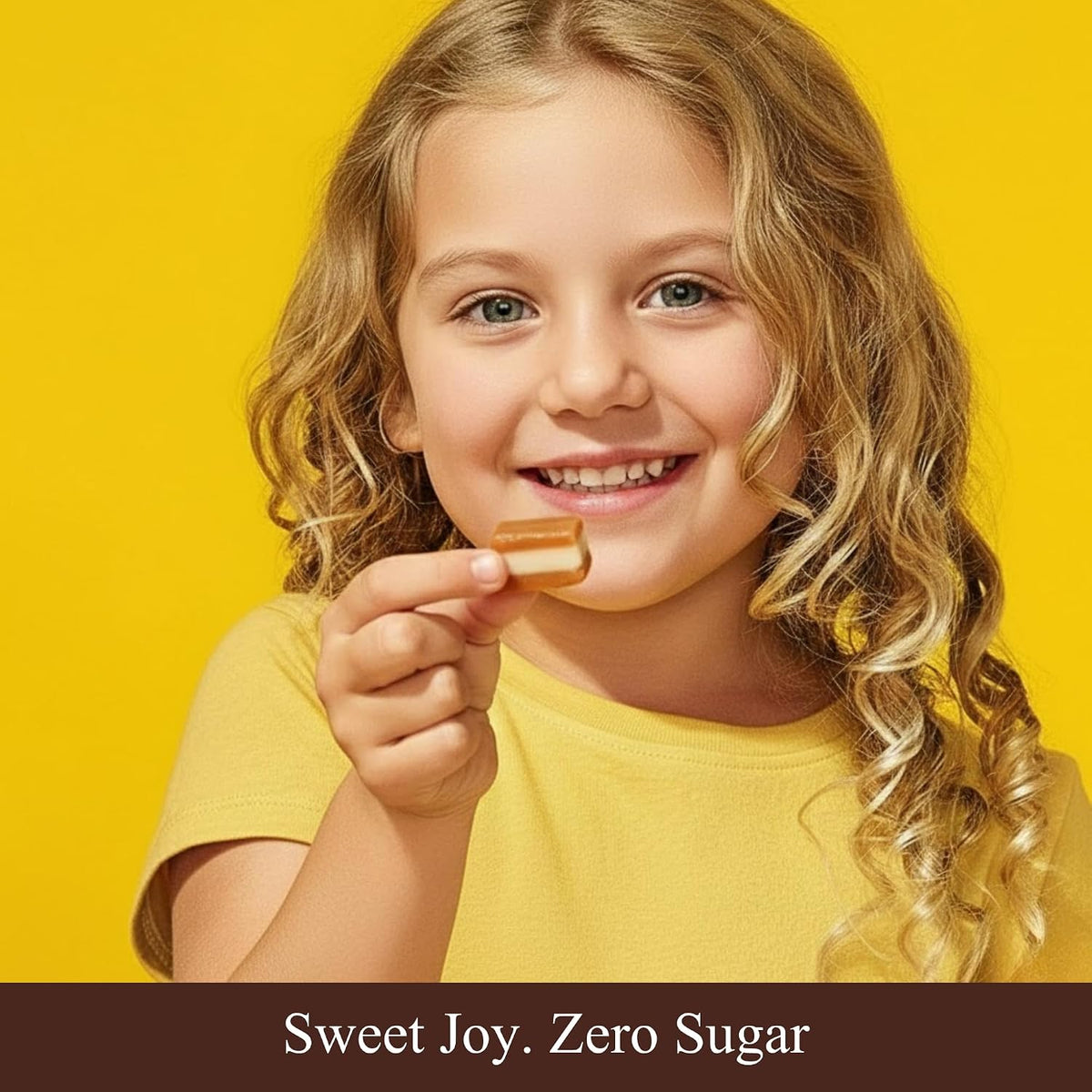 Gluten free stevia sweetened toffee bag showing nutrition callouts for health conscious consumers.