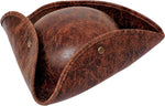 Collect Present distressed faux leather pirate tricorn hat front view