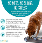 Messy Mutts medium grey pet feeder with stainless bowls