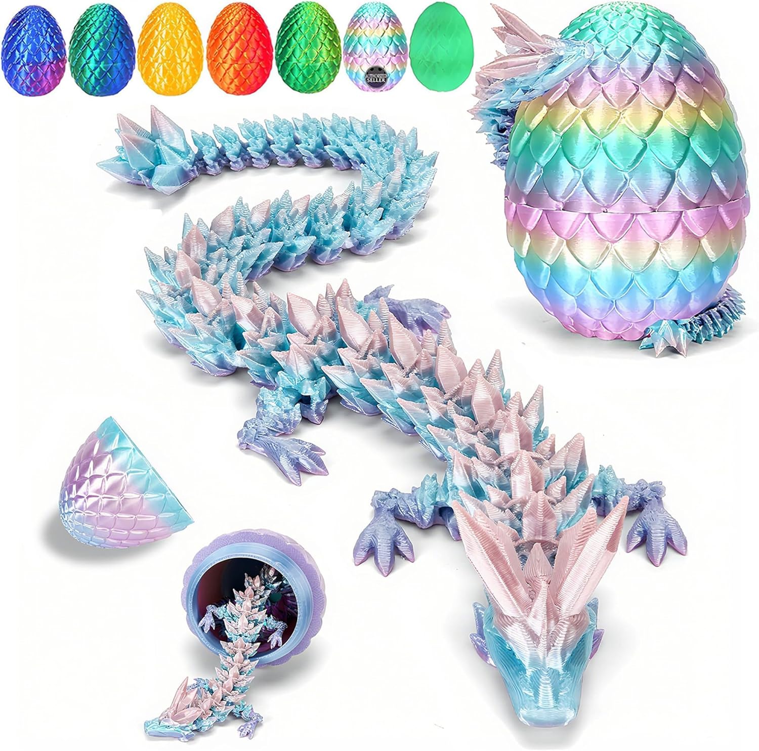 Yilcer 12 inch 3D printed rainbow dragon egg front view