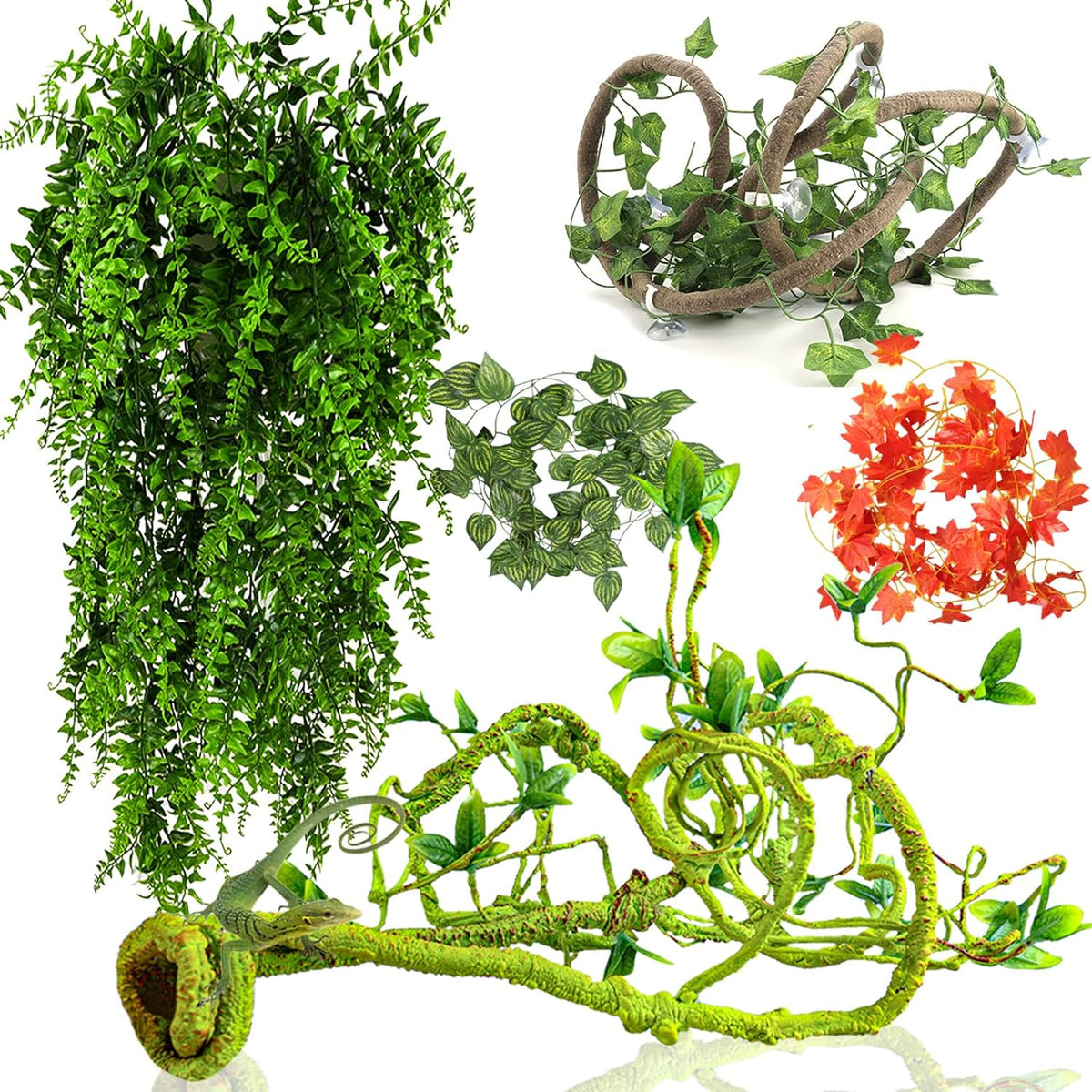 Grddaef reptile vines and plants set for terrarium front view