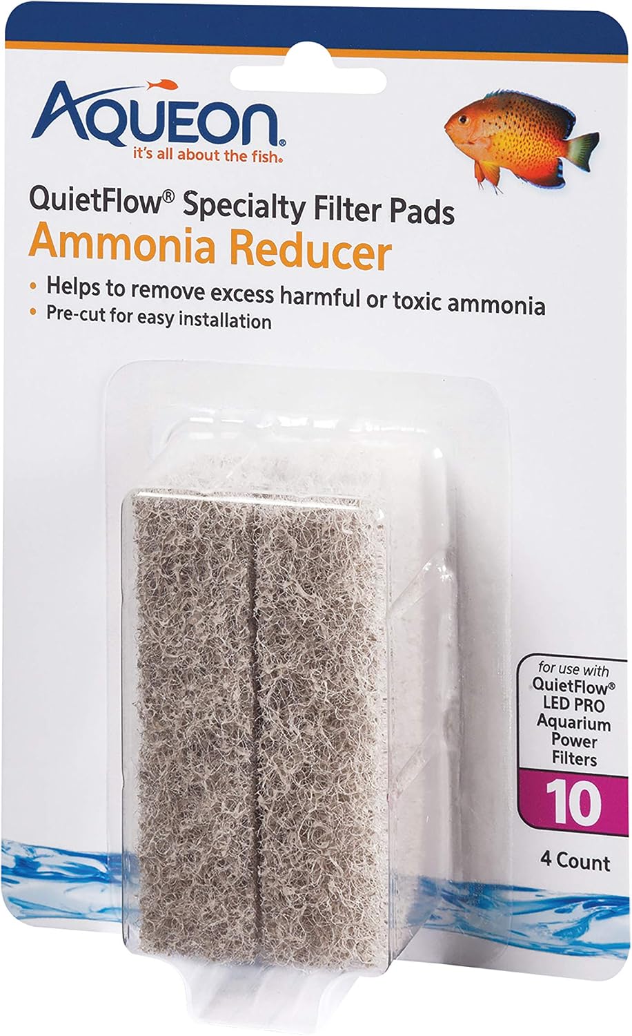 Aqueon QuietFlow LED PRO Ammonia Reducer Model 10 four pack front view packaging