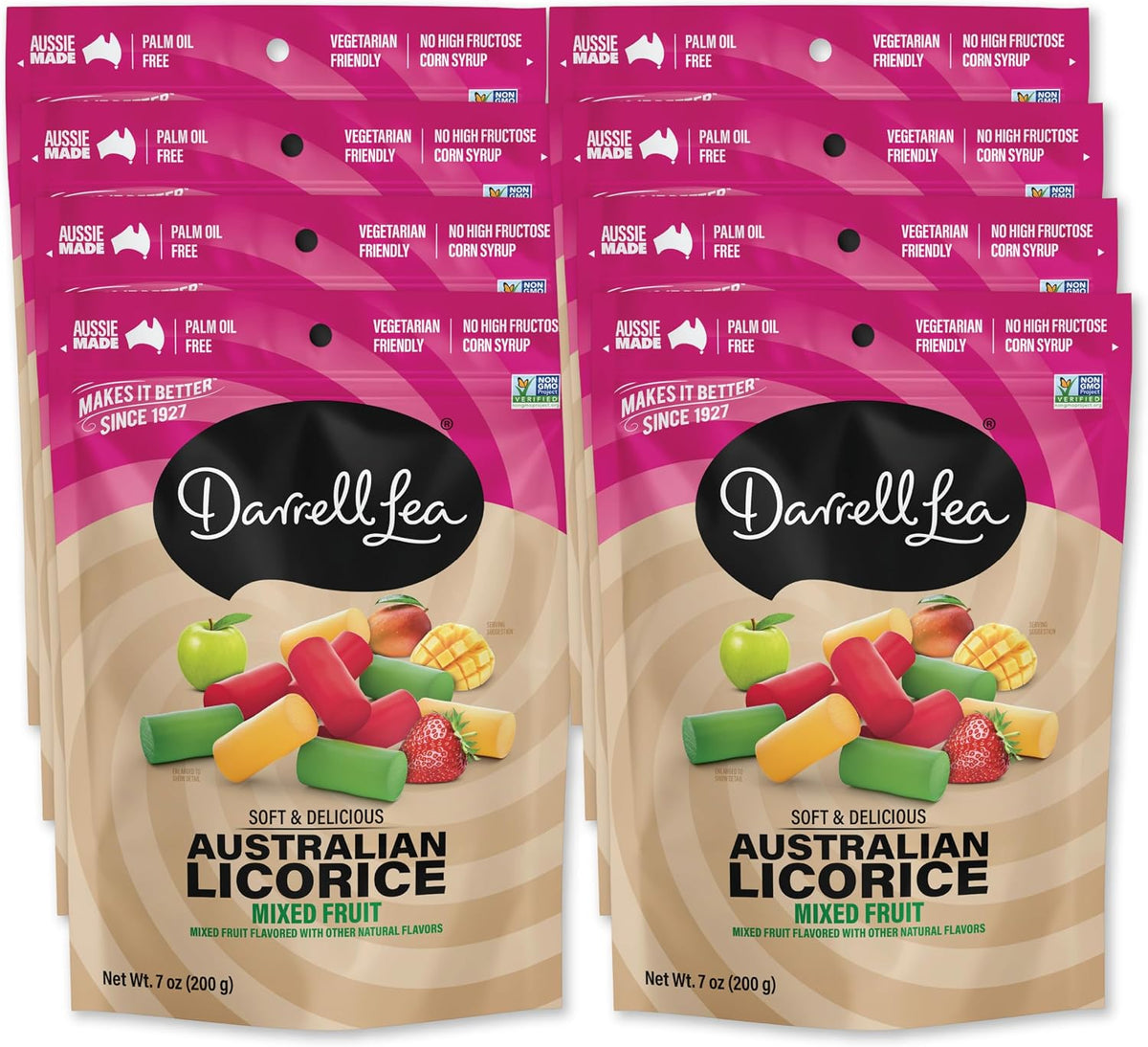 Darrell Lea Soft Australian Licorice, Non-GMO, No Palm Oil, Vegetarian Friendly, No High Fructose Corn Syrup, Soft & Chewy Licorice Candy, Made in Australia (Strawberry, 7 Ounce (Pack of 1)) - Image 13