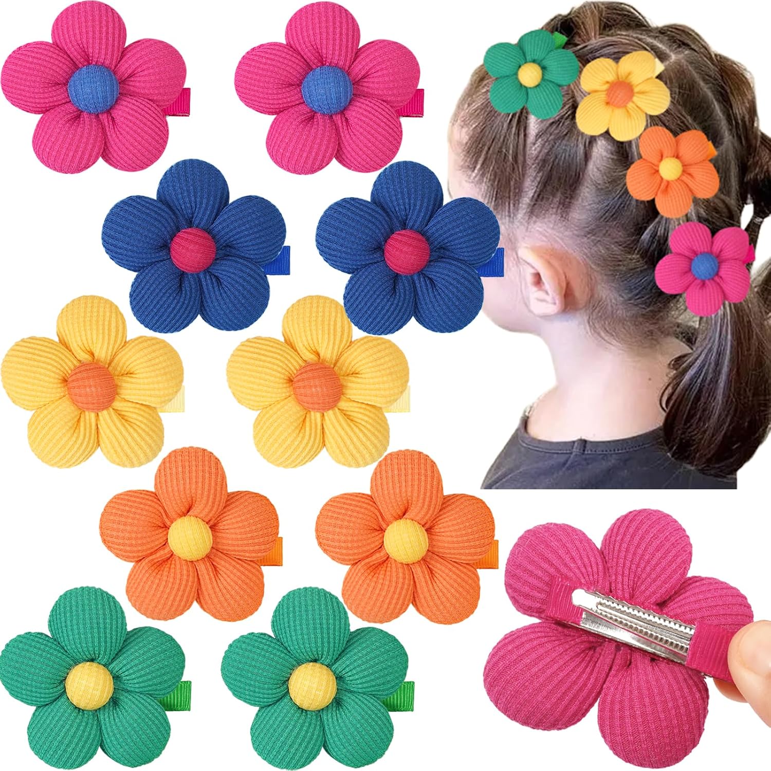 Tinsparkwin CÉLLOT flower hair clips front view set