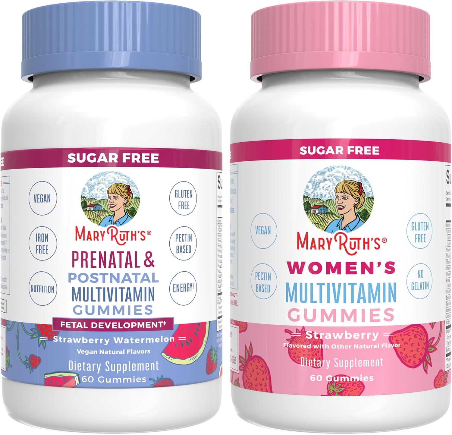 MaryRuth Organics Prenatal Postnatal Multivitamin Gummies front view supplement bottle