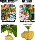 Woyrise Reptile Plants for Terrarium Decor, Ball Python Tank Accessories fit Bearded Dragon Crested Leopard Gecko Lizard Chameleon Snake Frog Tortoise Hermit Crab - Fake Codiaeum Variegatum - Image 5