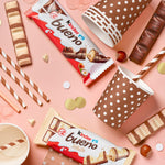 Kinder Bueno imported chocolate bar styled lifestyle presentation