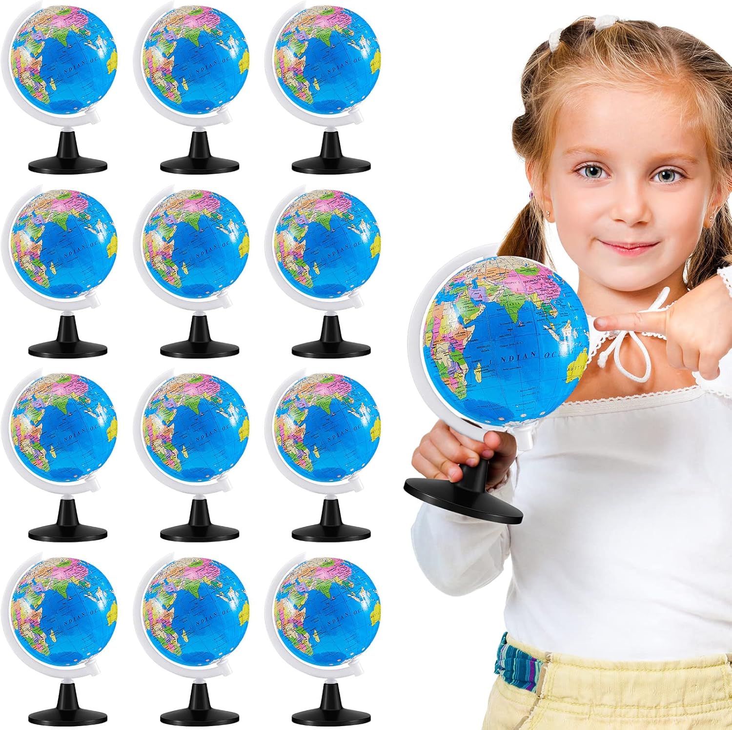 Henoyso 12 piece mini world globe set front view on table