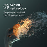 Philips Sonicare 9900 Prestige electric toothbrush resting on minimalist frosted charging stand