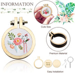 ZOCONE 20 Packs Mini Embroidery Hoops, Small Ring Tiny Embroidery Hoops with Keychain Earring Hooks Jump Rings, Round Wood Hoops for DIY Embroidery Necklace Jewelry Pendant and Keychain - Image 4