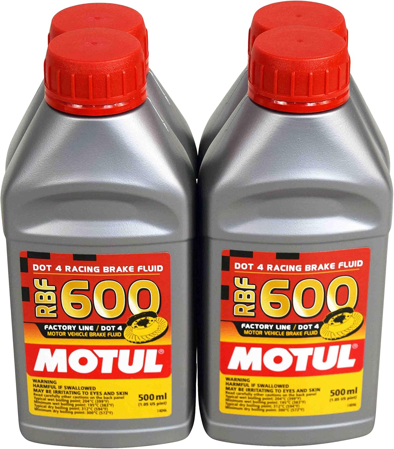 Motul RBF 600 Factory Line DOT 4 synthetic racing brake fluid front view bottle
