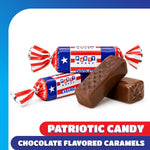 Chewy chocolate caramel candies unwrap texture view