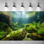 OHIOCATII 24x12 inches terrarium background poster with moss-covered rocks design.