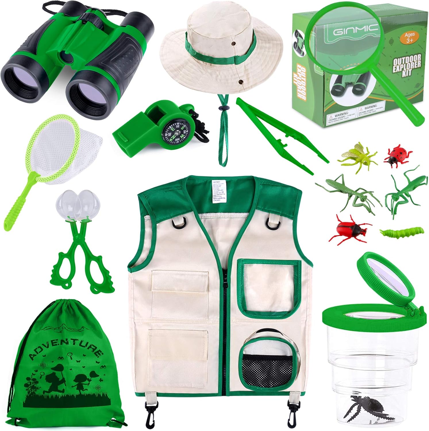 Ginmic kids explorer kit with binoculars and safari vest