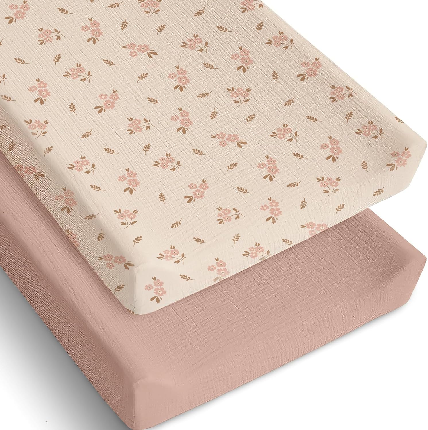 Mi Flor 2 pack muslin changing pad covers front view