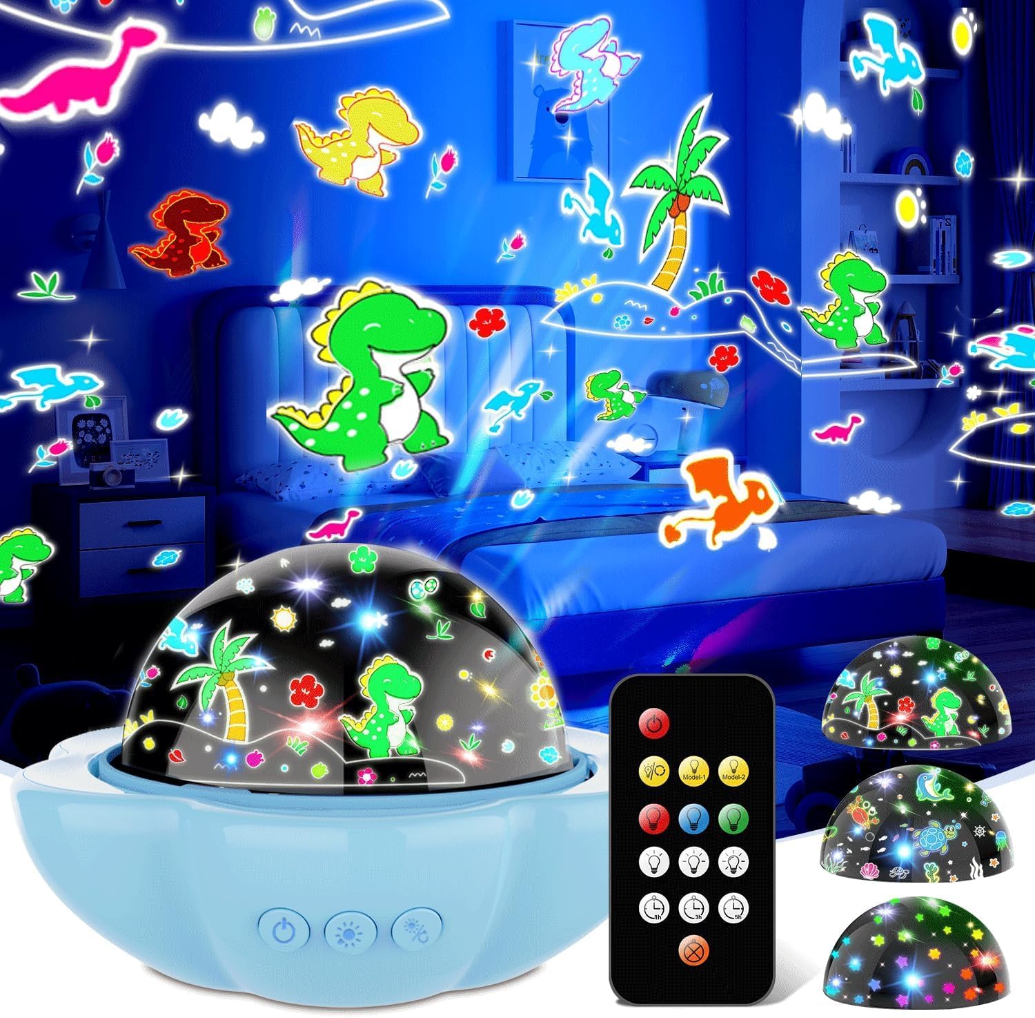 DQMOON dinosaur night light projector front view