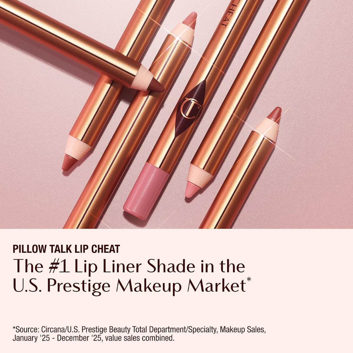Luxury Charlotte Tilbury long lasting lip liner pencil unboxed to display the premium casing and product size.