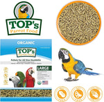 Close up of TOP's USDA organic non-GMO parrot pellets