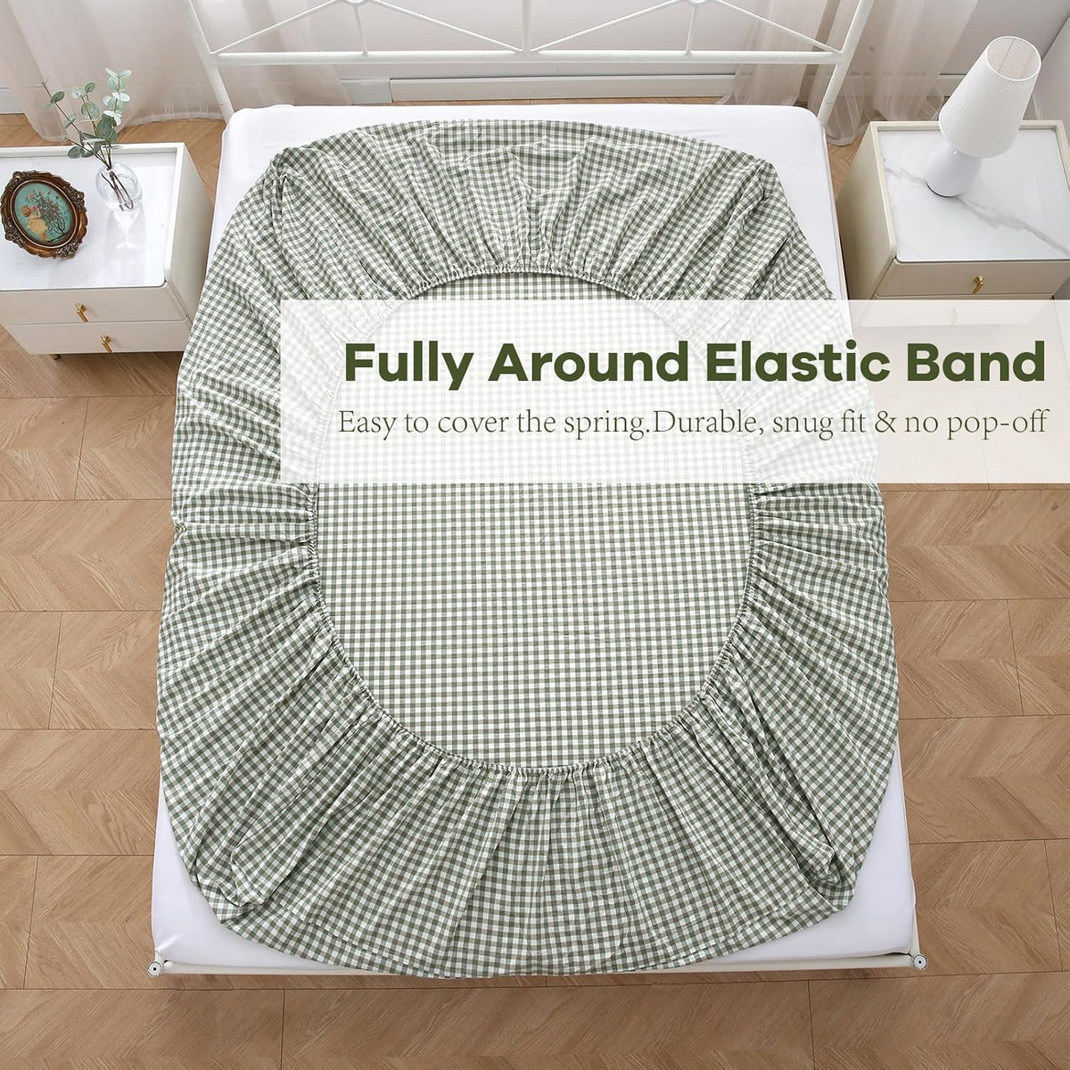 K Masaniji washed cotton fitted sheet with deep pocket