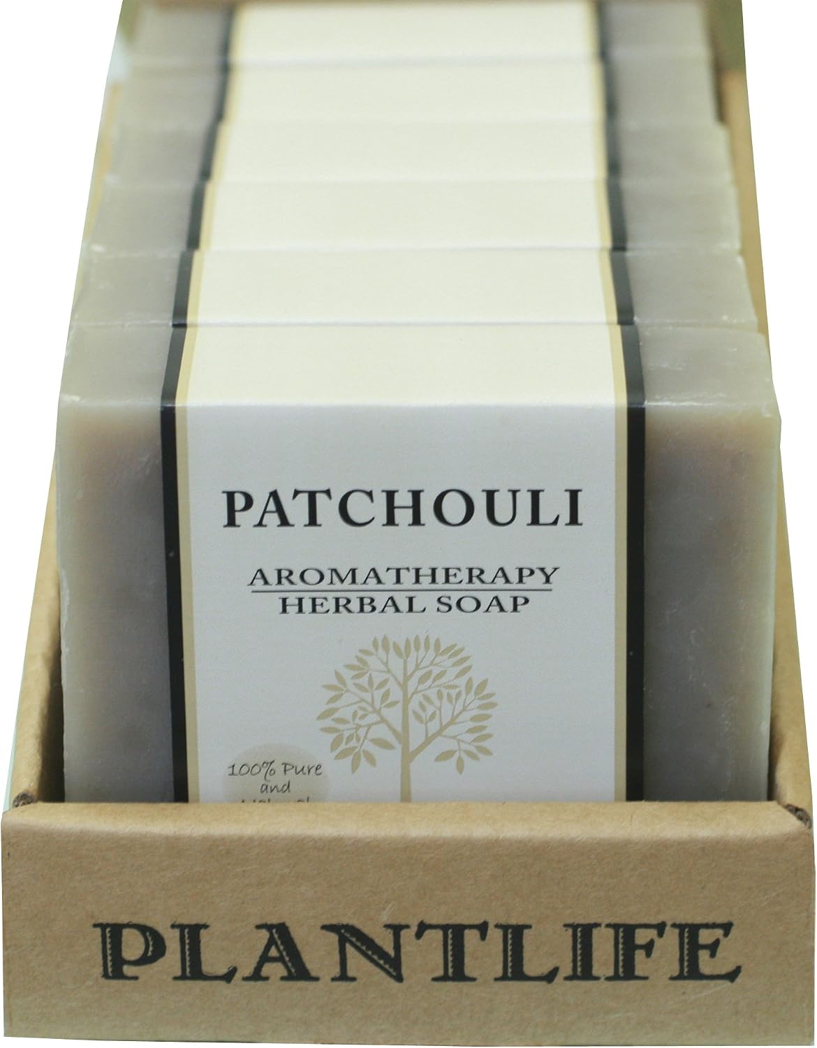 Plantlife patchouli natural bar soap front view packaging