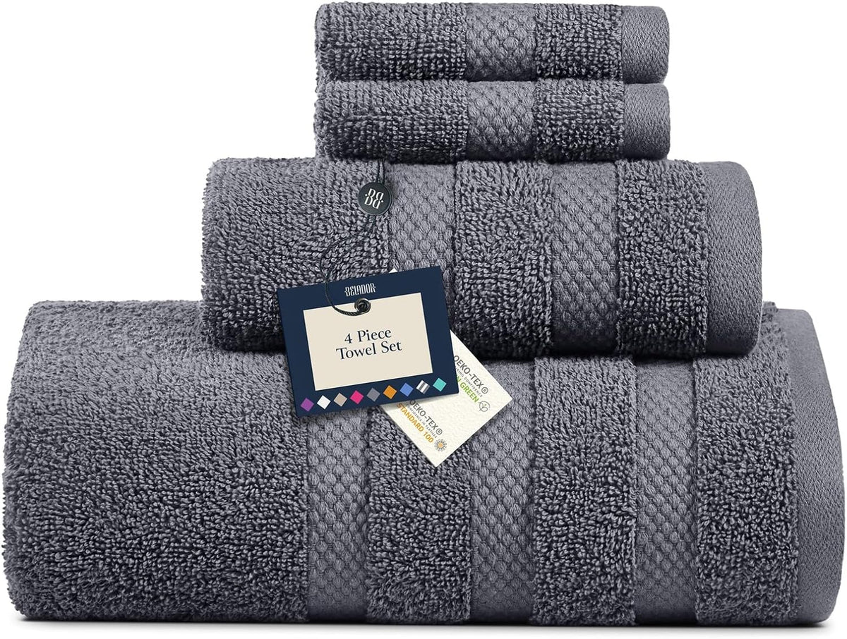 Belador luxury bath towel set front view showcasing the complete 4-piece collection
