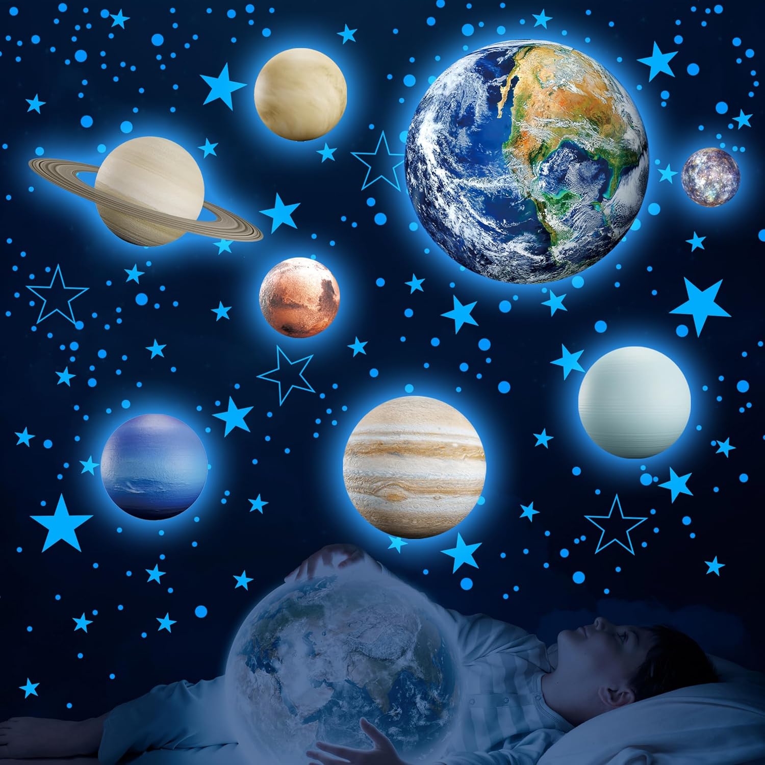 Robmoda glow in the dark solar system wall decals set