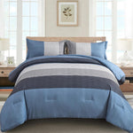 WONGS BEDDING Purple Comforter Set Queen, Reversible Purple Striped Patchwork Alternative Comforte Set for Queen Bed,3 Pieces(1 Comforter+2 Pillowcases), Soft Microfiber Bedding Set 90"x90" - Image 15