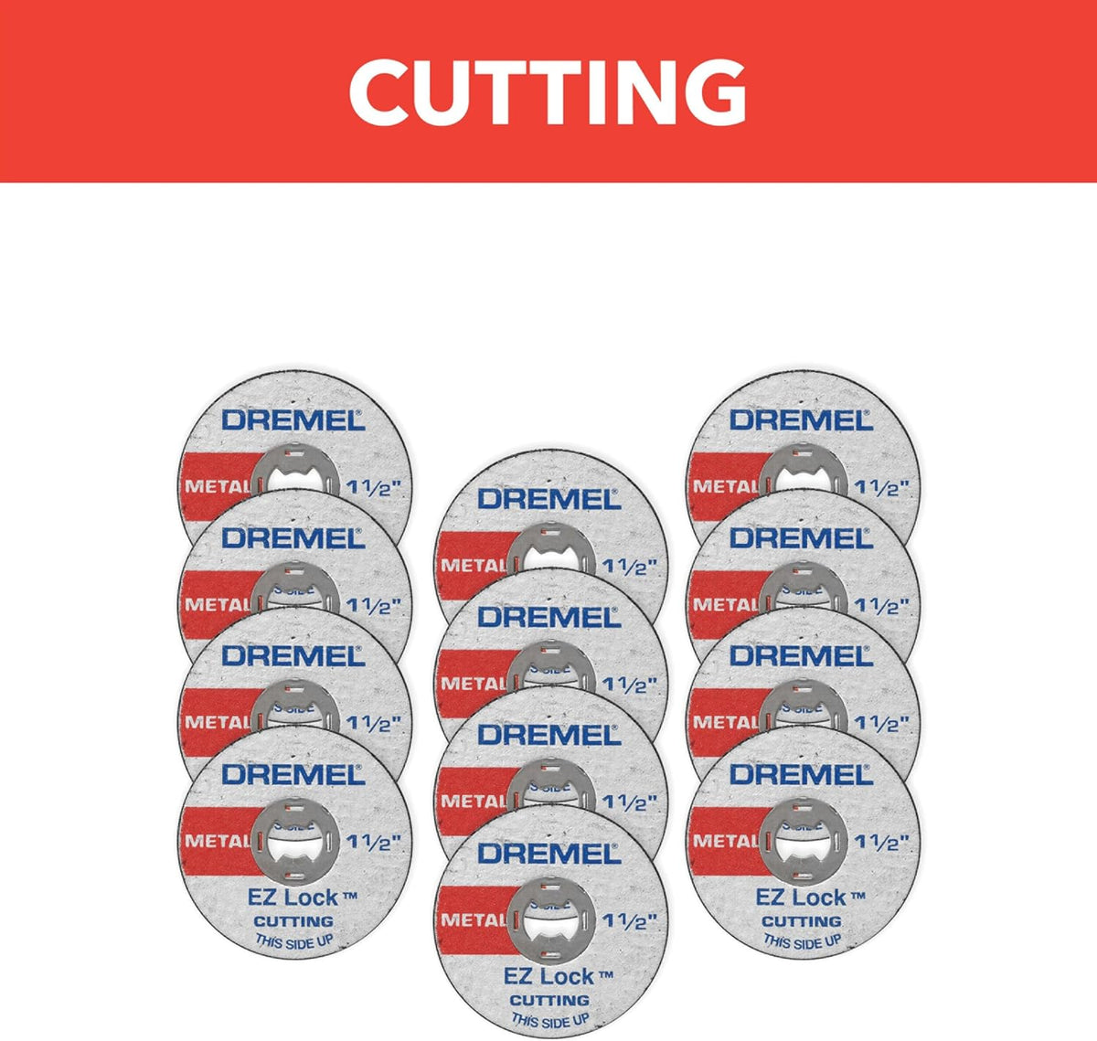 Dremel 1.5-inch fiberglass reinforced cut-off wheels stack close up