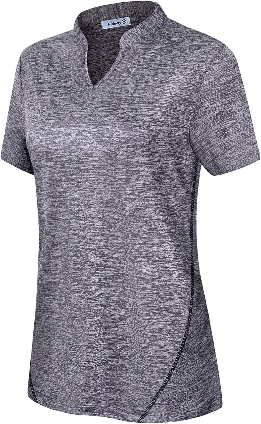 Vldnery moisture wicking V neck shirt fabric close up