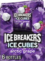 Ice Breakers Ice Cubes Arctic Grape pouch placed on a desk for breath freshening