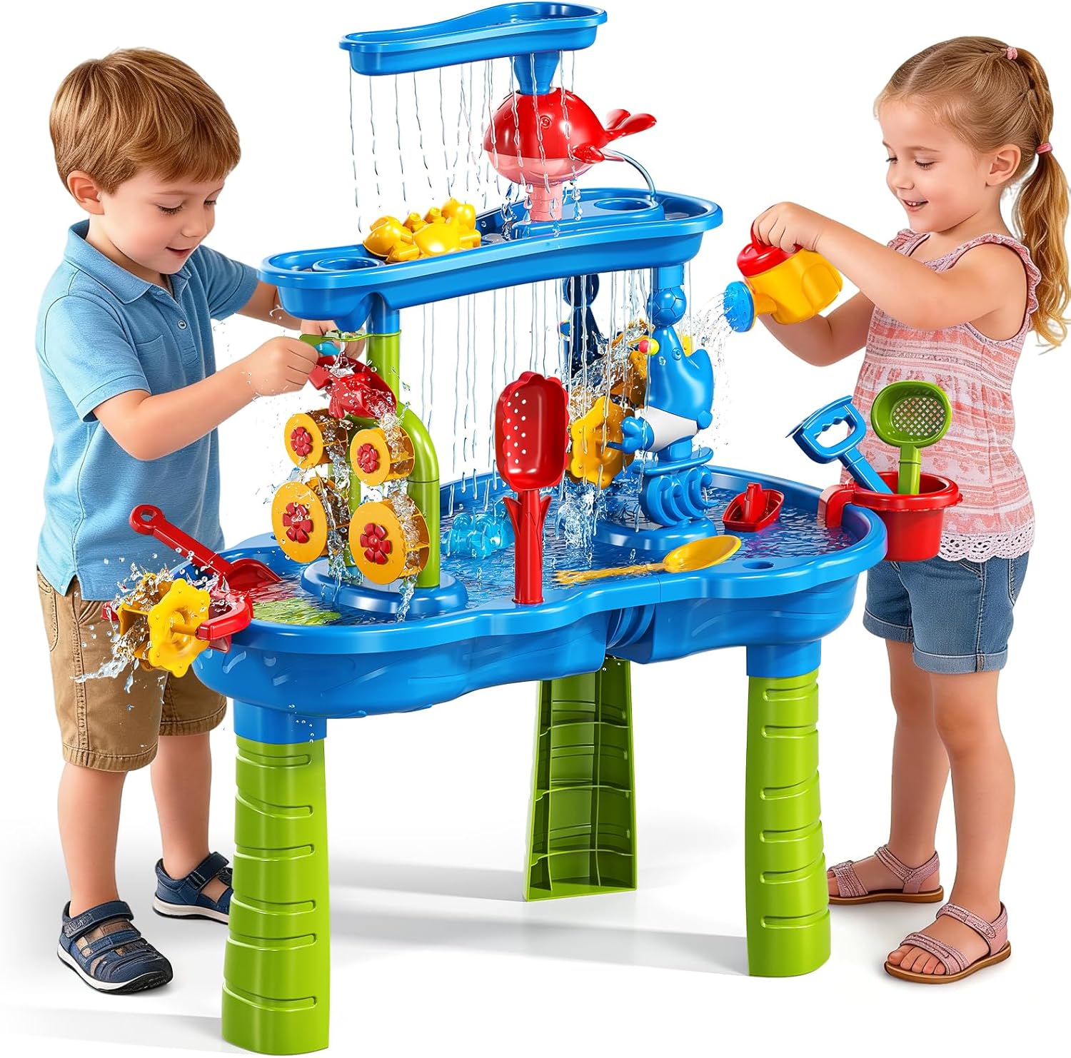 TEMI toddler sand and water table front view outdoor sensory playset